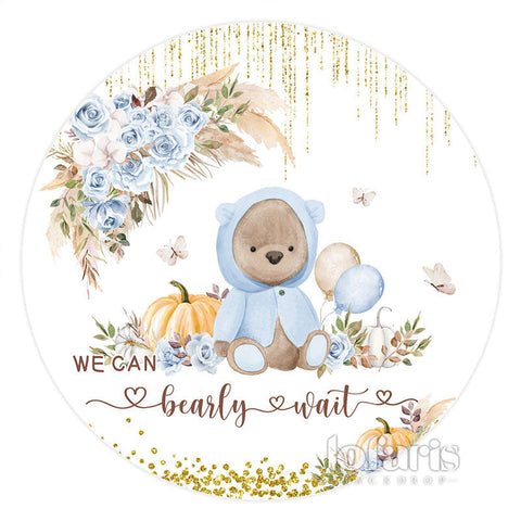 Floral We Can Bearly Wait Circle Baby Shower Toile de fond