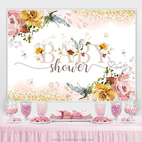 Floral avec Buttfly Genre révéler toile de fond de douche de bébé