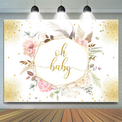Floral avec des feuilles Boho Baby Shower Toile de fond pour fille
