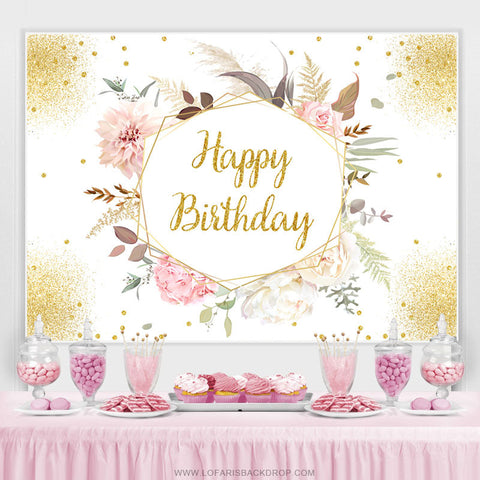 Floral avec feuilles joyeux anniversaire toile de fond pour femme