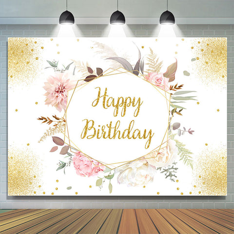 Floral avec feuilles joyeux anniversaire toile de fond pour femme