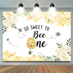 Toile de fond florale jaune douce abeille joyeux 1e anniversaire