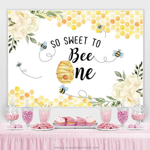 Toile de fond florale jaune douce abeille joyeux 1e anniversaire