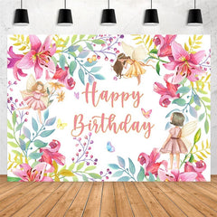 Flower And Girls Joyeux anniversaire Toile de Fond pour la fête