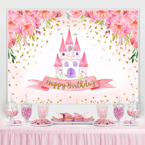 Fleur Rose Maison Joyeux Anniversaire Toile de Fond pour Fille