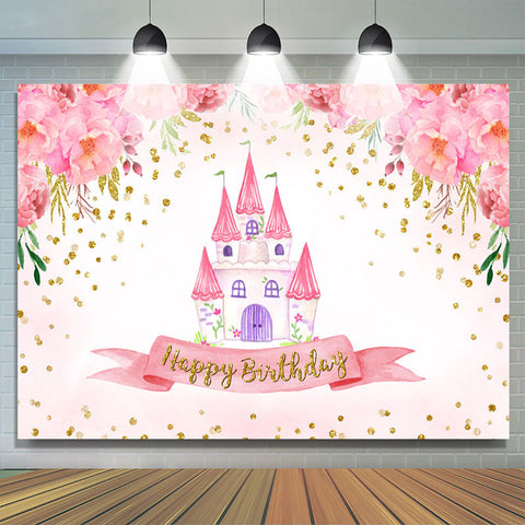 Fleur Rose Maison Joyeux Anniversaire Toile de Fond pour Fille