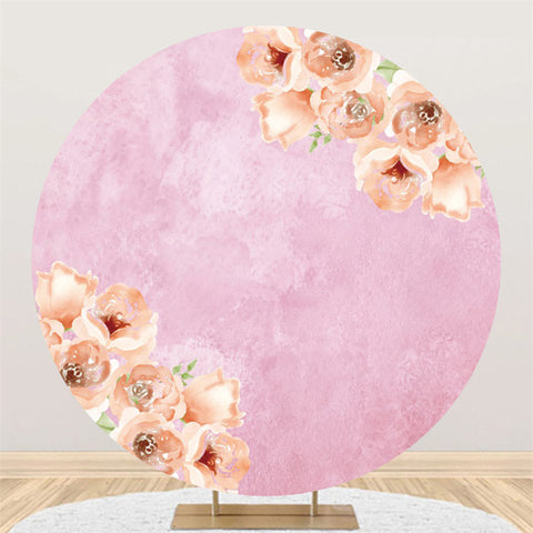 Toile de fond ronde d'anniversaire de thème de fleur rose pour la fête