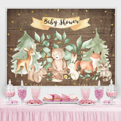 Toile de fond scintillante en bois d'animaux de la forêt pour baby shower