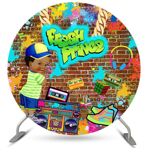 Mur de graffitis Fresh Prince, toile de fond ronde pour fête prénatale