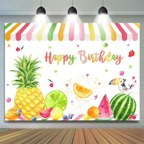 Fruits Shop Perroquet Joyeux Anniversaire Toile de Fond Décoration