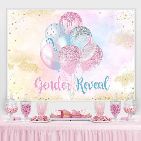 Toile de fond scintillante de ballons révélateurs de sexe pour baby shower