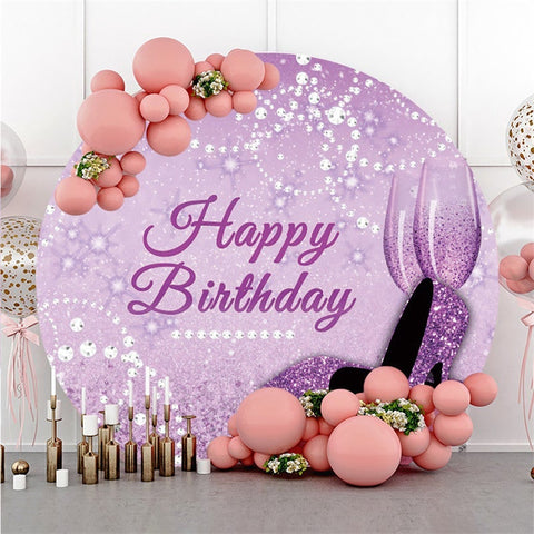 Toile De Fond Joyeux Anniversaire Cercle De Perles Violet Giltter