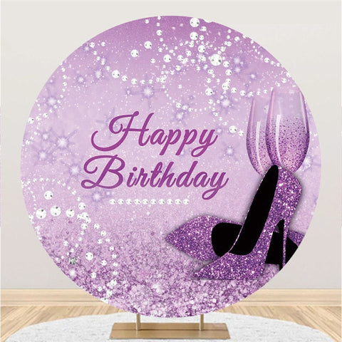 Toile De Fond Joyeux Anniversaire Cercle De Perles Violet Giltter