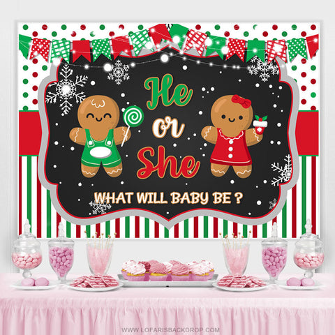 Gingerbread Man Winter Christmas Baby Shower Backdrop