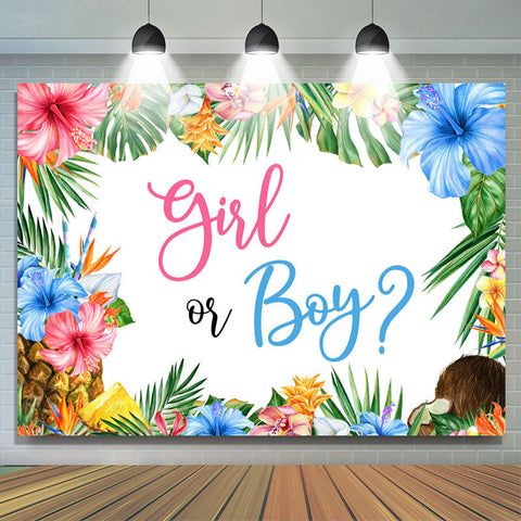 Fille ou garçon Hawaï Monstera Gender Reveal Toile de fond