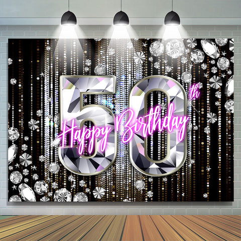 Glitter 50e diamants noir Bokeh anniversaire toile de fond