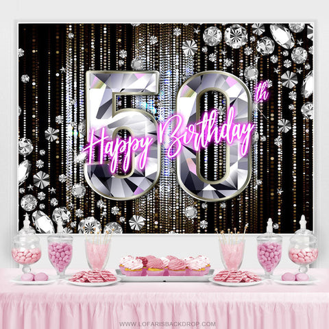 Glitter 50e diamants noir Bokeh anniversaire toile de fond