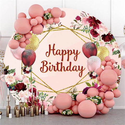 Ballons Paillettes Rose Rouge Joyeux Anniversaire Cercle Toile de Fond