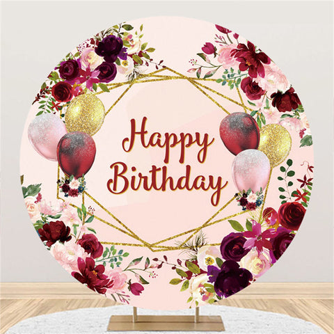 Ballons Paillettes Rose Rouge Joyeux Anniversaire Cercle Toile de Fond