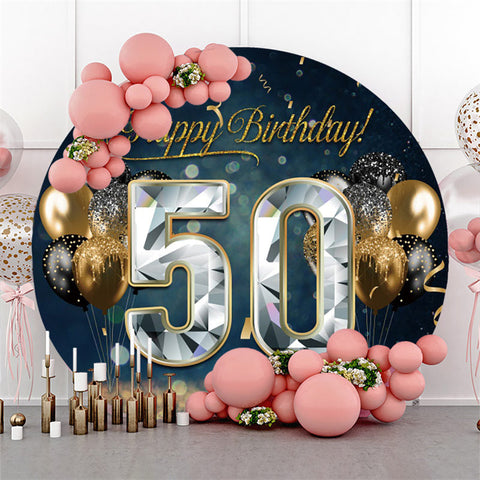 Ballons scintillants argent 50e anniversaire toile de fond ronde