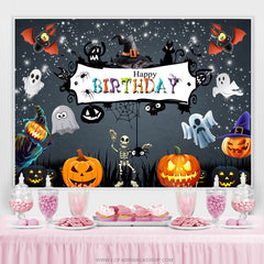 Toile de fond d'anniversaire de nuit de thème d'Halloween noir scintillant