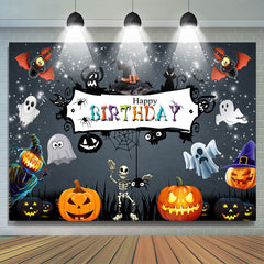 Toile de fond d'anniversaire de nuit de thème d'Halloween noir scintillant