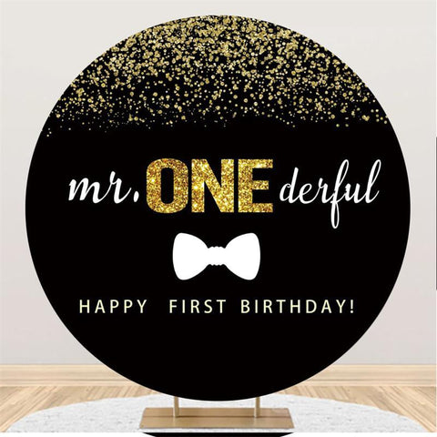 Toile de fond de cercle de joyeux anniversaire de Mr Onederful noir scintillant