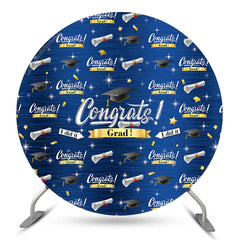 Glitter Blue I Did It Félicitations Grad Round Backdrop