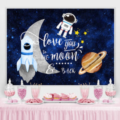 Toile de fond d'anniversaire thème astronaute de l'espace bleu scintillant