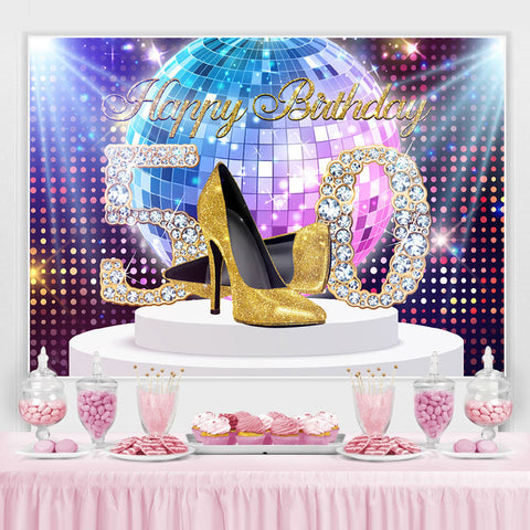 Toile de fond Happy 50th Birthday sur le thème des paillettes colorées