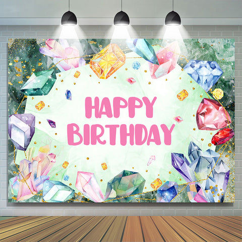 Glitter Crystal Jewel Girl Joyeux Anniversaire Toile de Fond