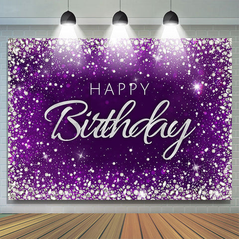 Toile de fond de joyeux anniversaire sur le thème du diamant violet scintillant