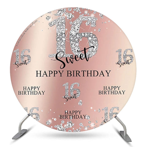 Glitter Diamond Sweet 16 Anniversaire Toile de Fond Ronde