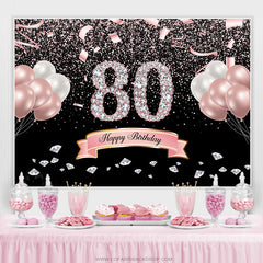 Toile de fond Glitter Fiesta Ribbion Joyeux 80e anniversaire