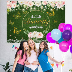 Toile de fond de douche de bébé sur le thème des papillons floraux scintillants