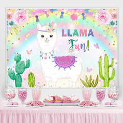 Glitter Floral Lama Fun Rainbow Joyeux Anniversaire Toile de Fond
