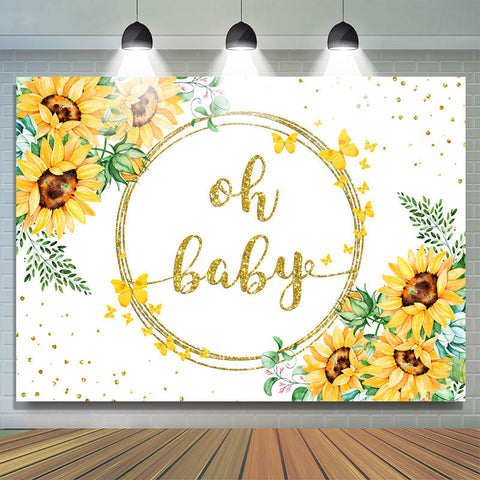 Glitter Floral Oh Baby avec fond de papillon jaune