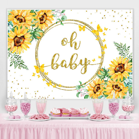 Glitter Floral Oh Baby avec fond de papillon jaune