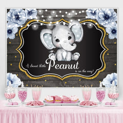 Toile de fond de douche de bébé éléphant cacahuète florale scintillante