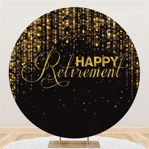 Toile de fond ronde Glitter Gold Black Happy Retirement