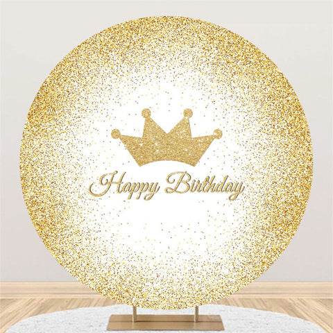 Toile de fond de cercle d'anniversaire de couronne d'or de paillettes pour la fête