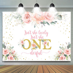 Toile de fond Onederful de fleurs dorées et roses scintillantes