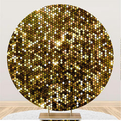 Fond d'anniversaire rond à pois dorés et brillants scintillants