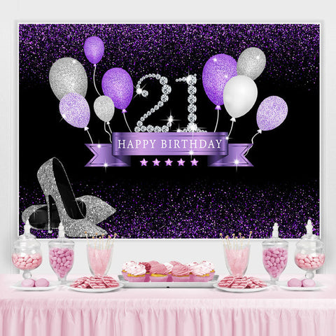 Glitter High-Heats 21e anniversaire toile de fond avec ballon