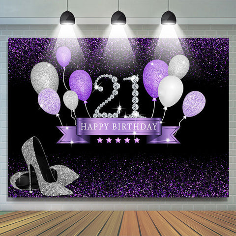 Glitter High-Heats 21e anniversaire toile de fond avec ballon