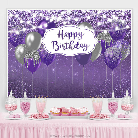 Glitter Light Balloon Joyeux Anniversaire Toile de Fond Pour Femme