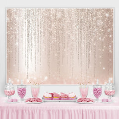 Lignes de paillettes et toile de fond d'anniversaire Bokeh rose clair
