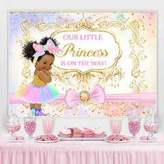 Toile de fond de douche de bébé princesse arc rose scintillant pour fille