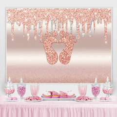 Glitter Pink Little Feet Backdrop Baby Shower pour fille