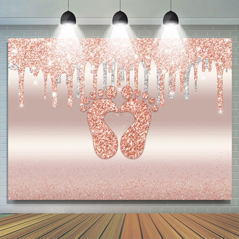 Glitter Pink Little Feet Backdrop Baby Shower pour fille